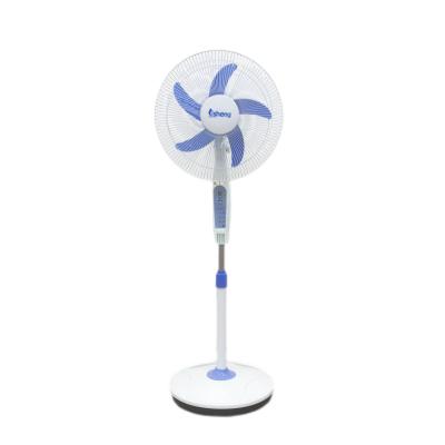 China Rechargeable 16 Inch DC Powered Fans 12V Floor Standing With Usb And Led Lights for sale