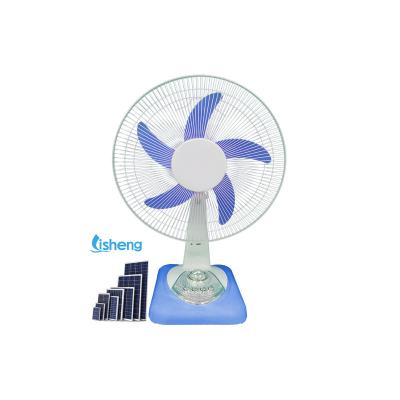 China Low Voltage Rechargeable Table Fan 16 Inch DC 12 Volt With Battery Clips for sale