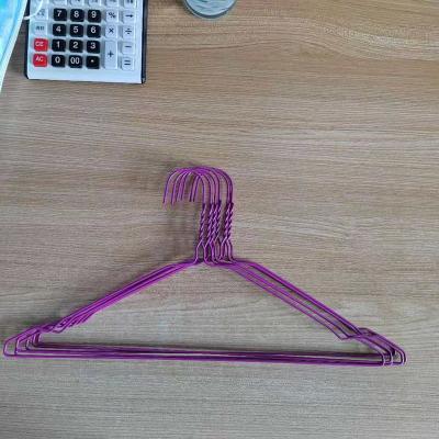 China 16 Inch Single Purple PVC Coated Wire Hanger For Laundry for sale