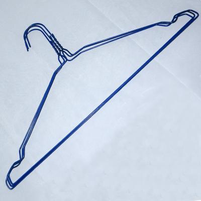 China Powder Coated Material Blue Wire Hanger Eco - Friendly Hanger For Dry Cleaning for sale