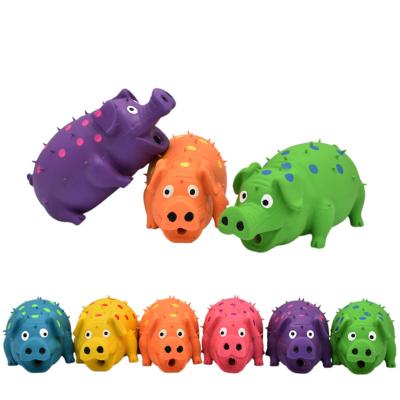 China Stocked Polka Dot Globlet Latex Pet Pig Toy For Dogs Christmas Toy Pig Squeaky Safe Multi Color for sale