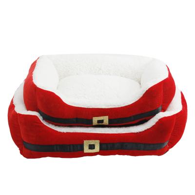 China Custom Travel Christmas Design Dog Sofa Washable Eco Friendly Warm Cushion Sceptile Plush Luxury Pet Bed for sale