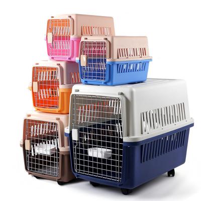 China Breathable High Quality Collapsible Outdoor Airline Approved Uninterrupted Commercial Travel Flight Color Plastic Dog Cages Crates for sale