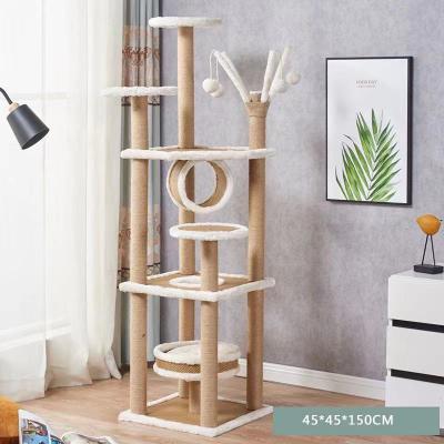 China HollyPet Cat Home Furniture Toys For Stored Indoor Cats Scratching Solid Wood Pet Cat Tree Post Toy for sale