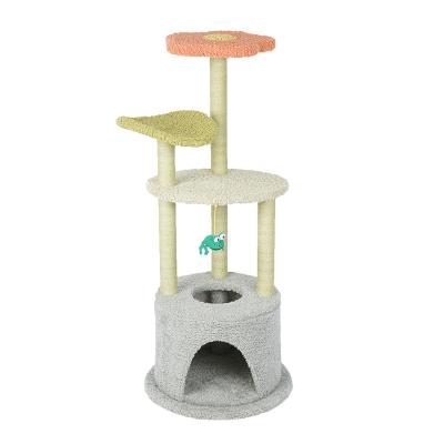 China Sustainable High Quality Modern Housing Tower Cats Climbing Wooden Protection Basket Large Heavy Duty Large Cat Tree House for sale