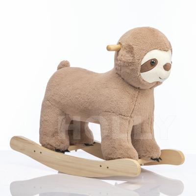 China Ride on Hot Toy Amazon Sale Plush Rocking Horse Sloth Rocking Chair Wooden Soft Toy Baby Rocking Horse for sale