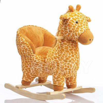 China Ride On Toy 2021 New Promotion Wooden Giraffe Plush Rocking Horse Rocking Horse Toy for sale