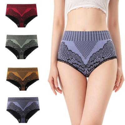 China Push Up Butt High Waisted Briefs Girls Print Waist Lace Cotton Women Breathable Underwear Softer Women Panties for sale