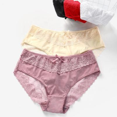 China Breathable plus size lace lady panties women's elastic underwear women sexy breathable high waist panties for sale