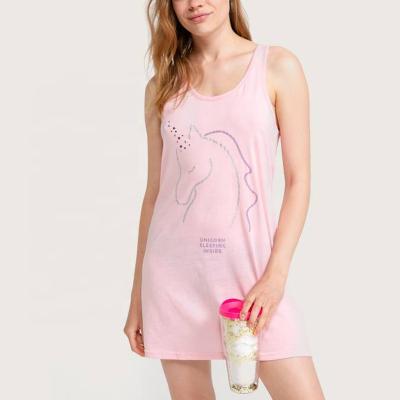 China Summer Cotton Girls Nightgown Tank Tops Sleep Dress Girls Breathable Cool Loose Comfortable Sleepwear Women's Organic Cotton Pajamas for sale