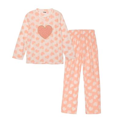 China Wholesale Polyester Coral Fleece Thermal Embroidered Leisure Wear Pajamas Winter Sleepwear Pajama Sets Home Wear Women Sleepwear for sale