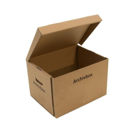 China Recyclable Custom Design Natural Brown Kraft Paper Folding File Archive Storage Boxes With Hinged Lid Bankers Box Organizer for sale