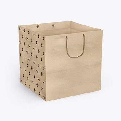 China Wholesale Recyclable Kraft Paper Brown Extra Large Custom Paper Shopping Bag Wide Low Bottom For Pizza Delivery for sale