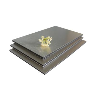 China Foil Decoration Silver Acp Brushed Aluminum Panel With Fireproof PE Core for sale