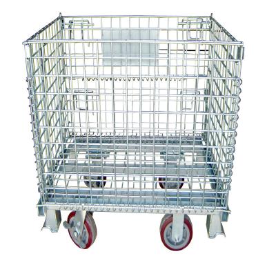 China Collapsible Wire Mesh Iron Transport Warehouse Cage for sale