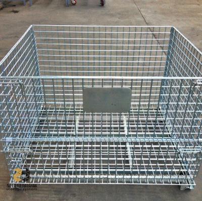 China Folded and Stackable Wire Mesh Warehouse Container for sale