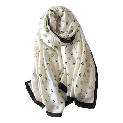 China New Fashion Soft Soft Feeling Rose Italian Elegant Floral Print Hijiab Shawl Stoles Scarves Silk Women Neckties for sale