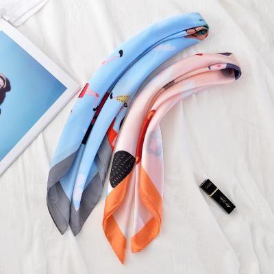 China Multifunctional Manufacturer Wholesale Custom Printed Bandana Scarves 70cm Square Cartoon Character Hair Head Square Wrap for sale