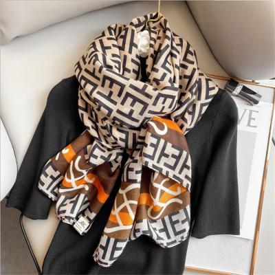 China Wholesale Latest Viscose 2021 Fashion Ladies Big Letter Printed High Quality Viscose Stoles Hijabs Cotton Scarves Women Shawls Scarf for sale