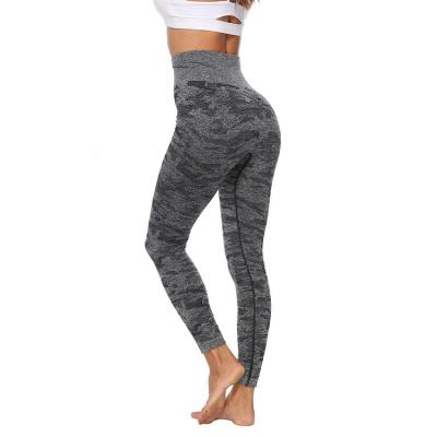 China Breathable Camouflage Knit Hips Leggings Print Fitness Workout High Waist Sports Yoga Pants for sale