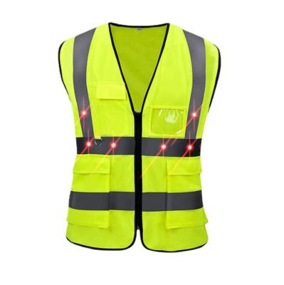 China Plus Size Water Proof Customized Logo Reflective Led Lights Safety Vest Clothing for sale