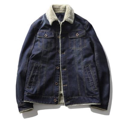 China 2021 Winter Fashion Warm Coat Men Breathable Western Style Striped Denim Jacket for sale