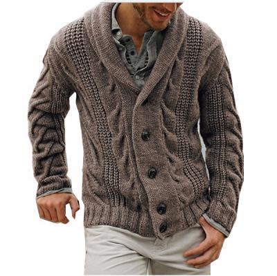 China Anti-shrink Heavy Full Zip Knitted Cardigan Sweater Slim Fit Cable Zip Sweater With Pockets for sale