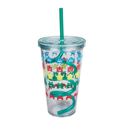 China Sustainable Customized Plastic Coffee Cup Cup With Straw for sale