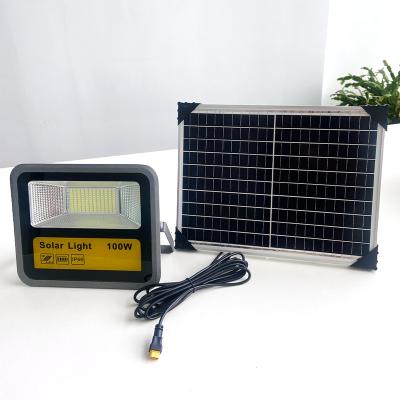 China New Design 100w 200w Outdoor Led Solar Garden Flood Light Street Light Remote Control Solar Light for sale