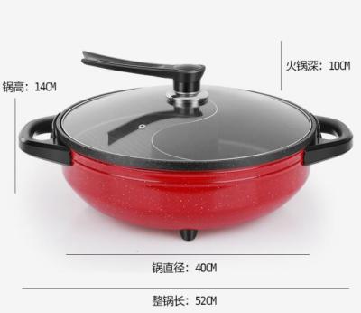 China Outdoor Hot Pot with Electric Grill Cooker Griddles Electric Wok Smokeless BBQ Grill with Hot Pot for sale