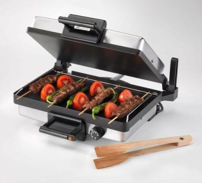 China 180 Degree Opening Professional Contact Grill /Sandwich Grill Beef Machine Pizza Maker Flint Soup Pot Two Sides Heating for sale