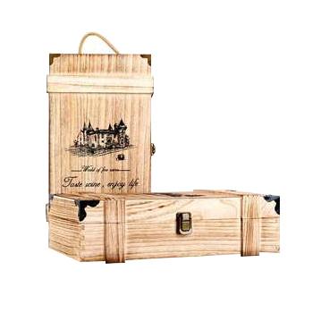 China Simple Gift Handmade Package Wine Bottle Factory MDF Wooden Box Include Accessories Wine Direct Luxury Gift for sale