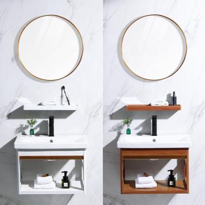 China Modern White Color Wall Mounted Bathroom Vanity Cabinet Cheap Small Size Vanity Set With Mirror And Shelf OEM Bathroom for sale