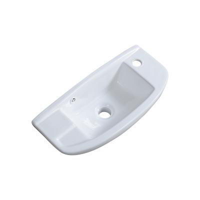 China Modern Bathroom Sink Wall Hung Small Size Ceramic Sink Wholesale White Color Cheap Price Corner Hit Wash for sale