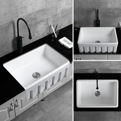 China Front Farmhouse Kitchen Sink Double Apron Faucet Wholesale Modern Luxury White Ceramic Splineless for sale