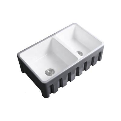 China Without Ceramic Faucet Rectangular Shape Black Color And Apron Installation Front Farmhouse Sink for sale