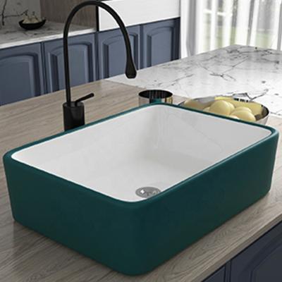 China Small Size Cheap Colorful Chinese Modern Fireclay Compound Farmhouse Kitchen Sink Porcelain Ceramic Kitchen Sink for sale