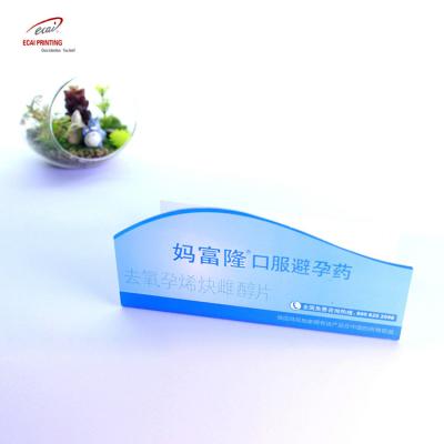 China Customized L-shaped card holder high quality UV printing PVC materials waterproof anti-frozen resistant table card holder for sale