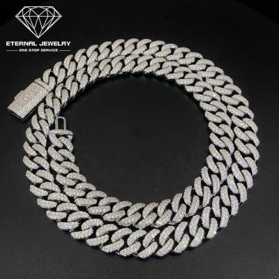 China Real Iced Out 22inches S925 Sterling Silver 10k 14k 18k Gold D Vvs Moissanite Diamond Cuban Link Chain Hiphop Necklace for sale