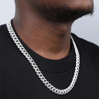 China Customizable Factory Customized Personality Iced Out S925 Silver Gold 9k 10k 14k 18k Moissanite Diamond Cuban Tennis Chain Necklace For Men for sale