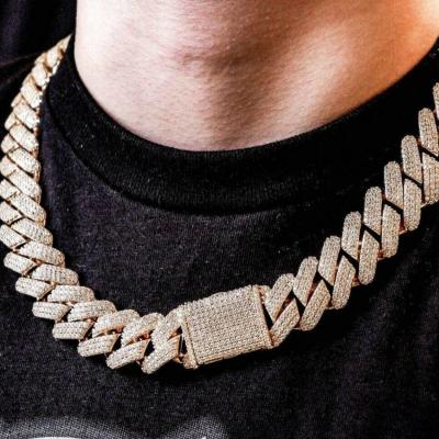 China Customizable Factory Outlet Mens Trend Iced Out S925 Gold Hip Hop White Moissanite Diamond Cuban Tennis Chain Necklace Silver 9k 10k 14k 18k for sale