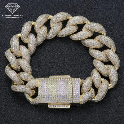 China Fashionable Gold Moissanite Diamond Gemstone Cuban Chain Bracelet High-end Hot Selling Men's Custom Hip Hop S925 Silver 9k 10k 14k 18k for sale