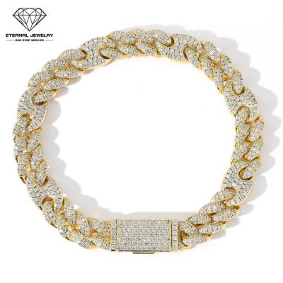 China Silver Yellow White Gold Moissanite Pure Diamond Gem Hip Hop Men's Bracelet Real S925 9k 10k 14k 18k Hip Hop Trendy Custom Made for sale