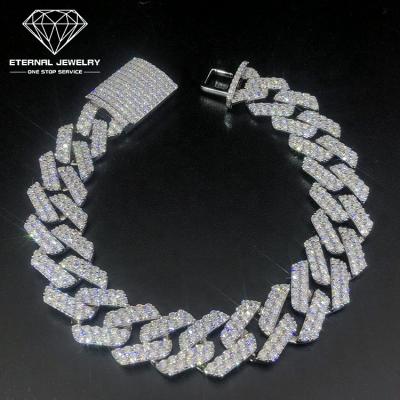 China Yellow White 1.5mm*141pcs Moissanite Diamond Trendy S925 Cuban Gold Silver 9k 10k 14k 18k 9 Inch Mens Hip Hop Bracelet for sale