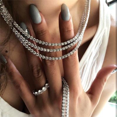 China Customizable Women's Hip Hop Fashion Iced Out 18inches 22inches S925 Silver Gold 9k 10k 14k 18k Diamond Moissanite Tennis Link Chain Necklace for sale