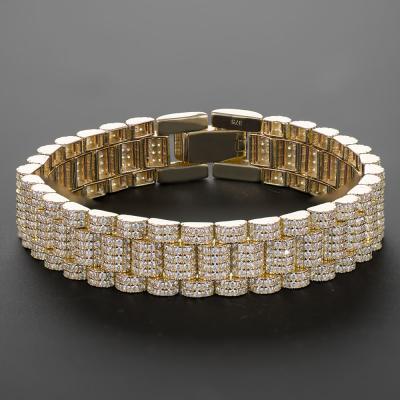 China Office/Career Customized Women and Hip Hop Iced Out Silver Gold Moissanite Diamond Bangle Men's Bracelet S925 9k 10k 14k 18k for sale