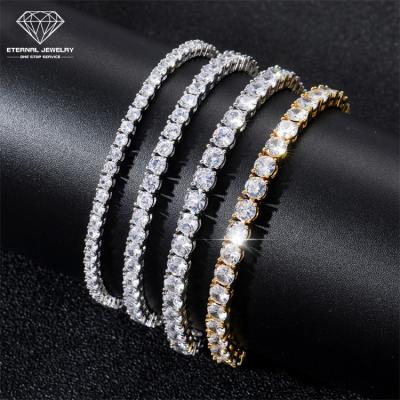 China Silver Gold Moissanite Pure Diamond Gemstone Fashion S925 9k 10k 14k 18k Women's Fashion Hip Hop Factory Custom Bracelet for sale