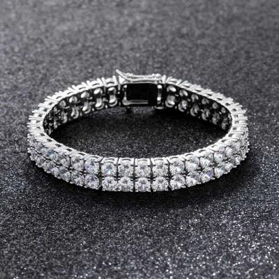 China Chinese Factory Custom Hip Hop Hip Hop Iced Out Real S925 Gold Silver 10k 14k 18k Moissanite Diamond Tennis Chain Bracelet For Women Men for sale