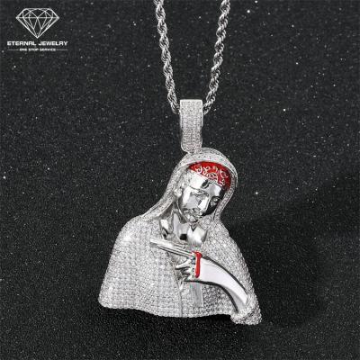 China Custom Religious Gold Pure White Yellow Moissanite Diamond Pendant Hip Hop Virgin Mary Bleeding Punk S925 Silver 9k 10k 14k 18k for sale