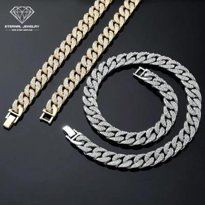 China Real S925 9k 10k 14k18k Rose Gold Moissanite Diamond Cuban Chain Necklace Yellow White Silver Hip Hop Romantic Custom Trend for sale